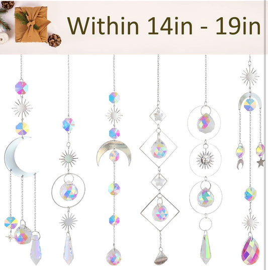 Crystal Suncatcher with Chain Pendant Ornaments Hanging Crystals Prism Rainbow for Window Home Indoor Outdoor Car Mirror Garden Christmas Day Party