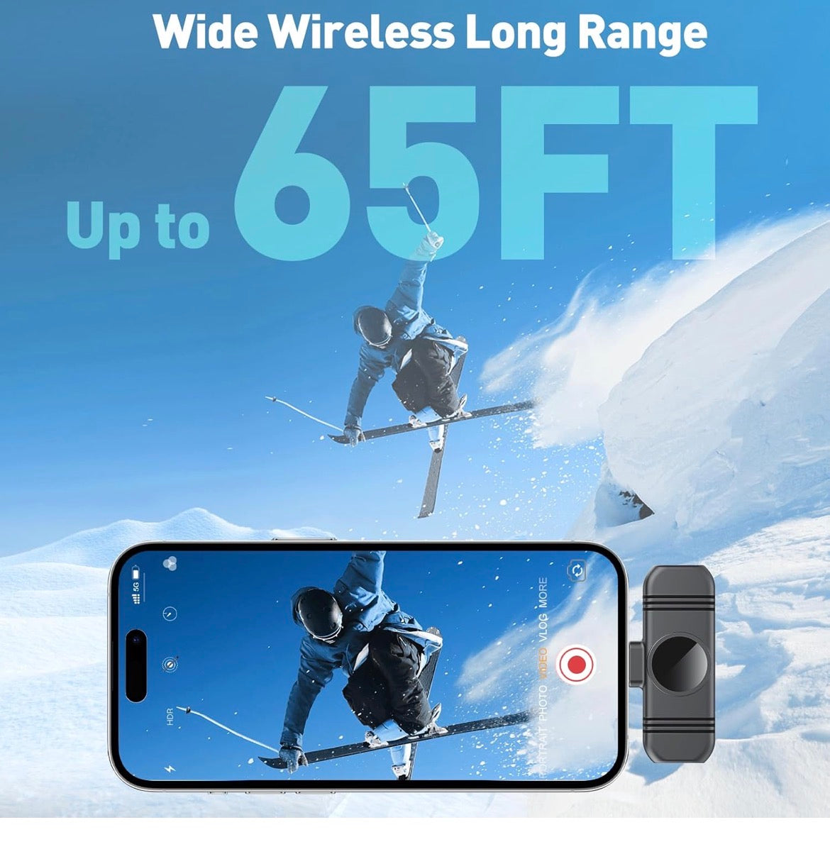 Wireless Lavalier Microphone for iPhone, Android and Laptop,Tablet,PC,Clip on Microphone with Noise Reduction for Video Recording,Vlog,Interviews,Live Streaming,Podcast,TikTok,YouTube 2 Pack