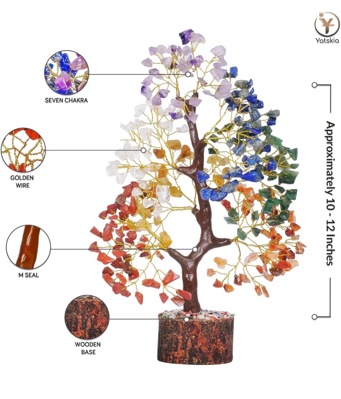 Chakra Tree of Life, Crystals and Healing Stones, Birthday Gifts for Women - Crystal Tree for Positive Energy, Home Office Decor, Spiritual Gifts for Women