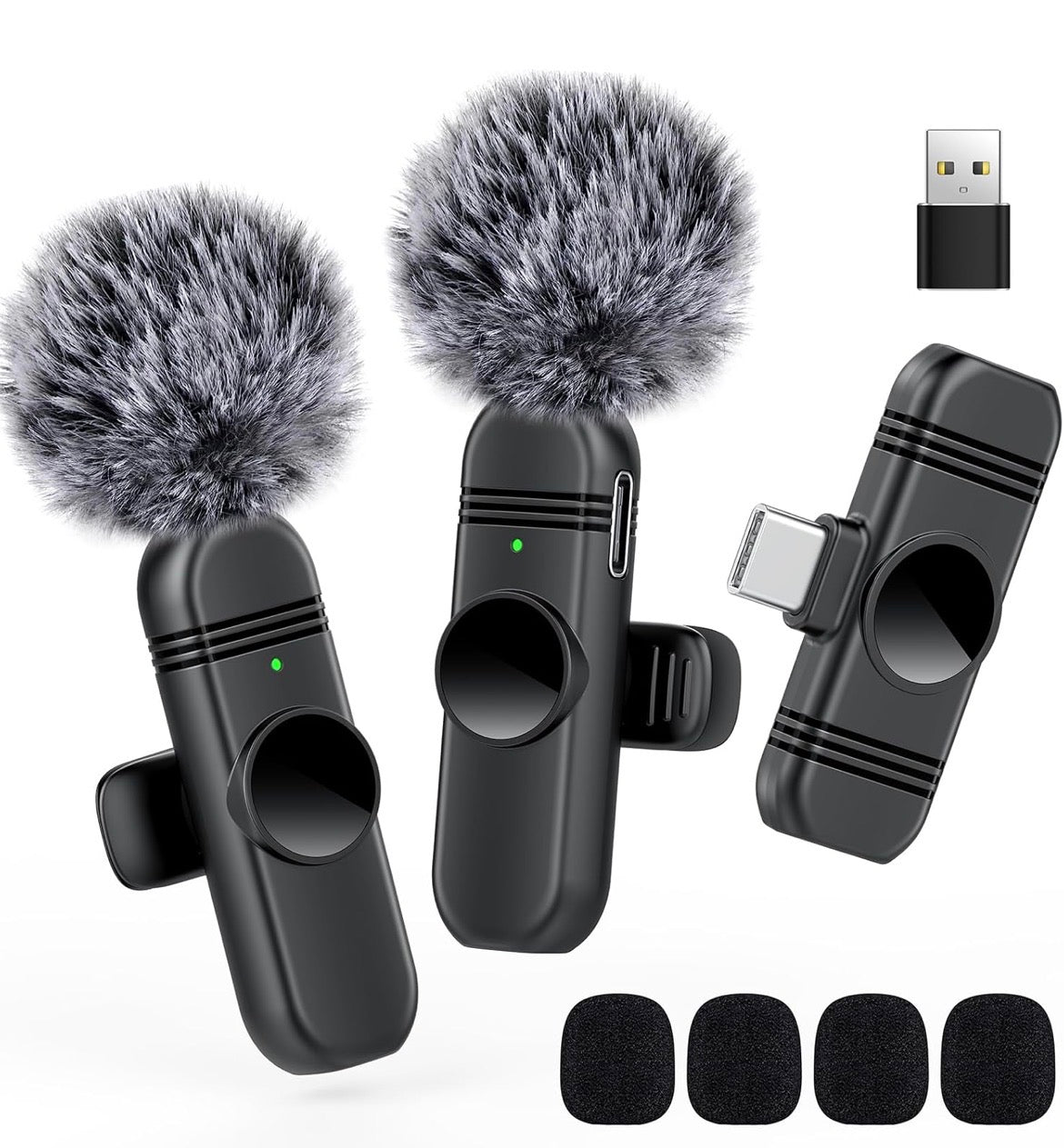 Wireless Lavalier Microphone for iPhone, Android and Laptop,Tablet,PC,Clip on Microphone with Noise Reduction for Video Recording,Vlog,Interviews,Live Streaming,Podcast,TikTok,YouTube 2 Pack