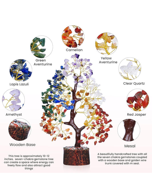 Chakra Tree of Life, Crystals and Healing Stones, Birthday Gifts for Women - Crystal Tree for Positive Energy, Home Office Decor, Spiritual Gifts for Women